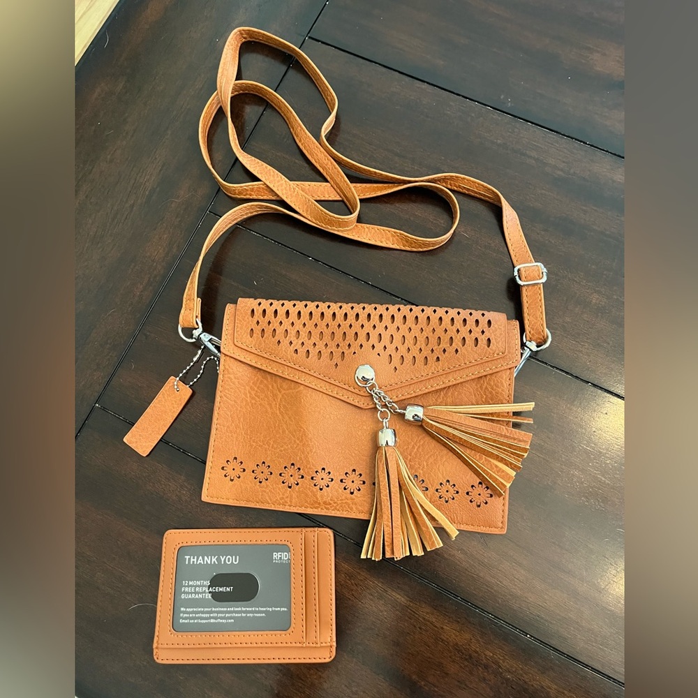 Orange Tassel Crossbody Bag